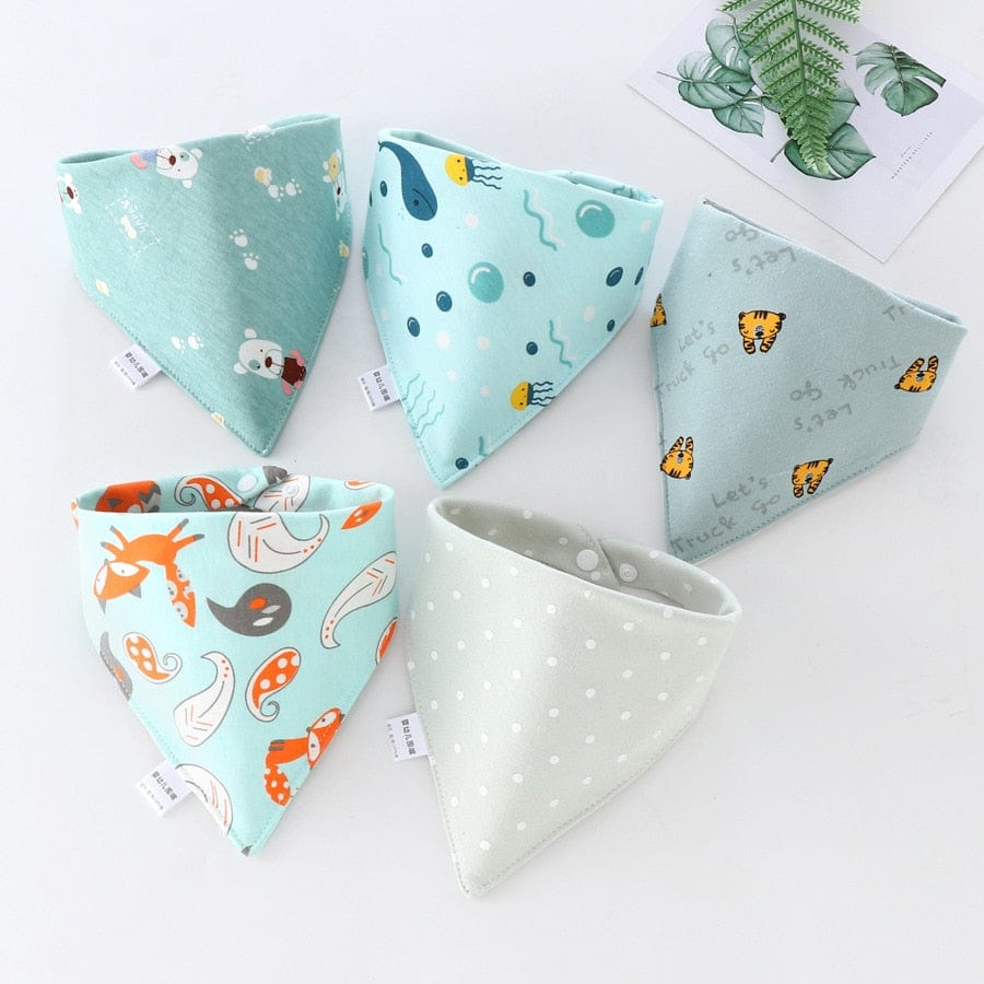 Proactive Baby Baby Clothing 5Pcs Adorable Baby Bibs Triangle Scarf Cotton