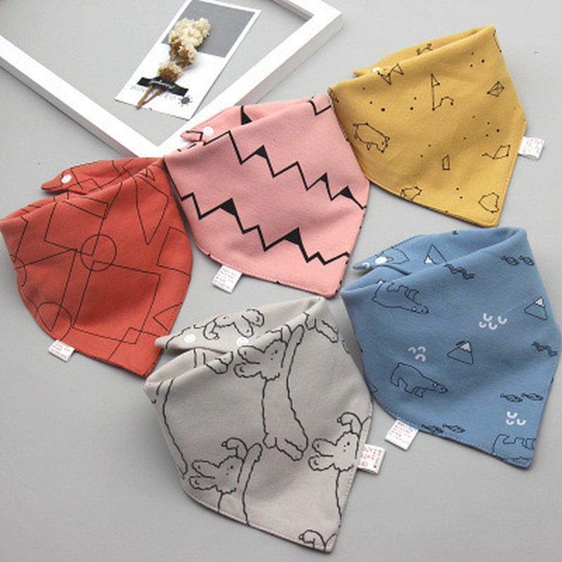 Proactive Baby Baby Clothing 5Pcs Baby Cute Bibs Triangle Scarf - 100% Cotton