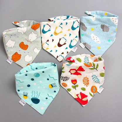 Proactive Baby Baby Clothing 3 5Pcs Baby Cute Bibs Triangle Scarf - 100% Cotton