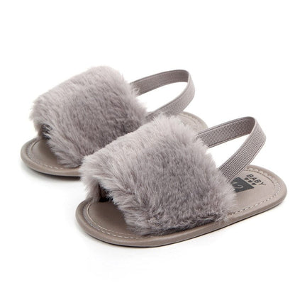 Proactive Baby Baby Footwear 9H / 0-6 Months / China Baywell Baby Girls Faux Fur Slides Sandals