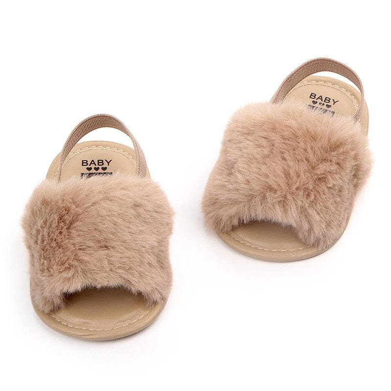 Proactive Baby Baby Footwear Baywell Baby Girls Faux Fur Slides Sandals