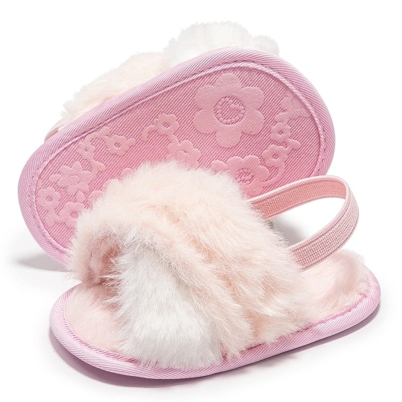 Proactive Baby Baby Footwear Baywell Baby Girls Faux Fur Slides Sandals