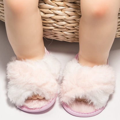 Proactive Baby Baby Footwear Baywell Baby Girls Faux Fur Slides Sandals