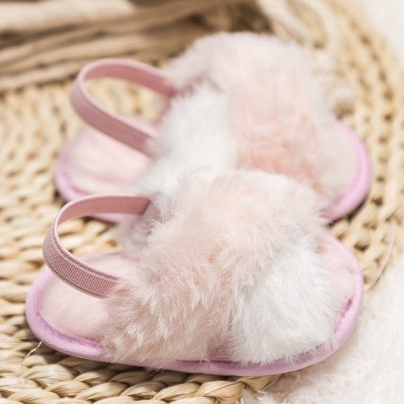 Proactive Baby Baby Footwear Baywell Baby Girls Faux Fur Slides Sandals