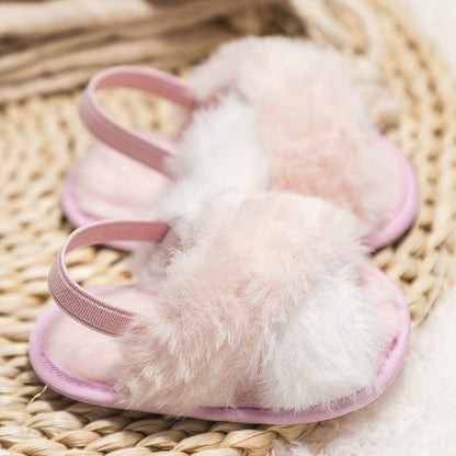 Proactive Baby Baby Footwear Baywell Baby Girls Faux Fur Slides Sandals