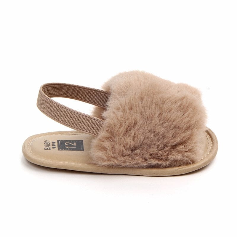 Proactive Baby Baby Footwear Baywell Baby Girls Faux Fur Slides Sandals