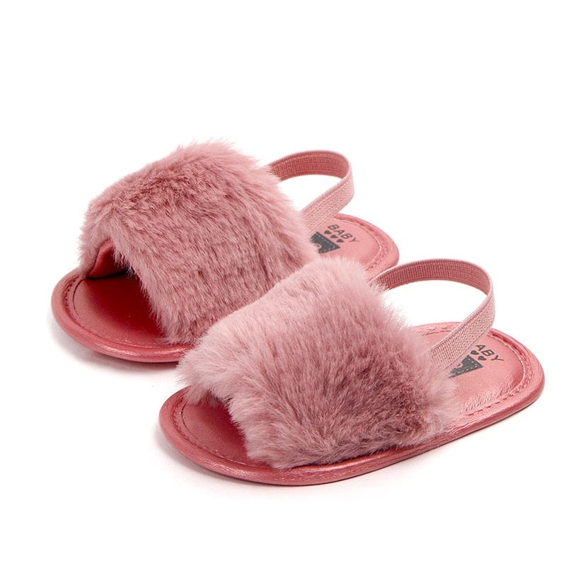 Proactive Baby Baby Footwear Baywell Baby Girls Faux Fur Slides Sandals