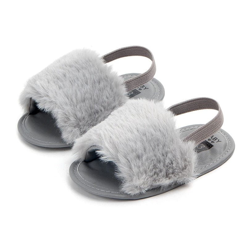 Proactive Baby Baby Footwear Baywell Baby Girls Faux Fur Slides Sandals