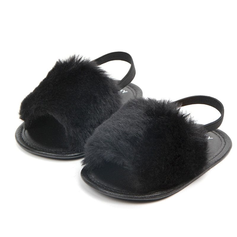 Proactive Baby Baby Footwear 9B / 0-6 Months Baywell Cute Baby Girls Faux Fur Slides Sandals