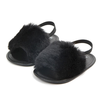 Proactive Baby Baby Footwear 9B / 0-6 Months Baywell Cute Baby Girls Faux Fur Slides Sandals