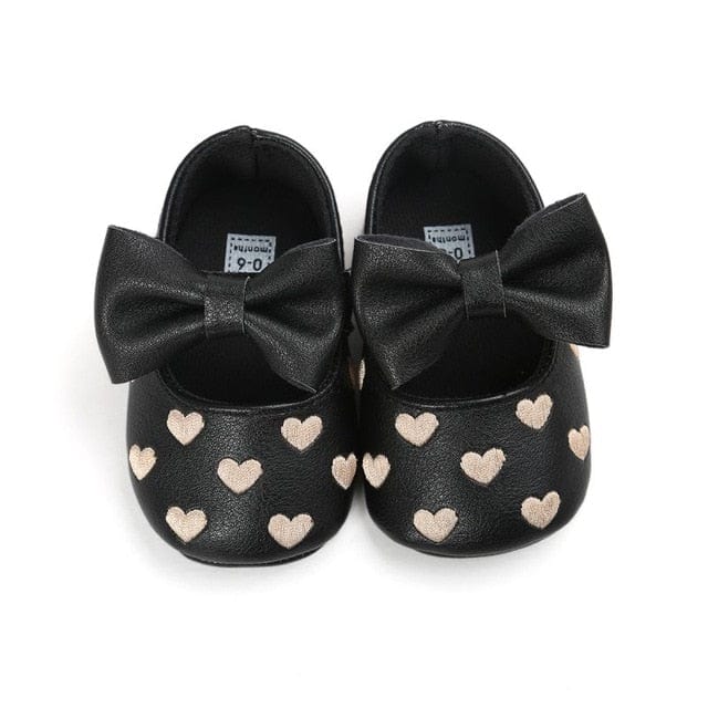 Proactive Baby Baby Footwear Black / 0-6 Months Leather Girl Baby Shoes-Bow Fringe, Soft Soled, Non-slip Footwear