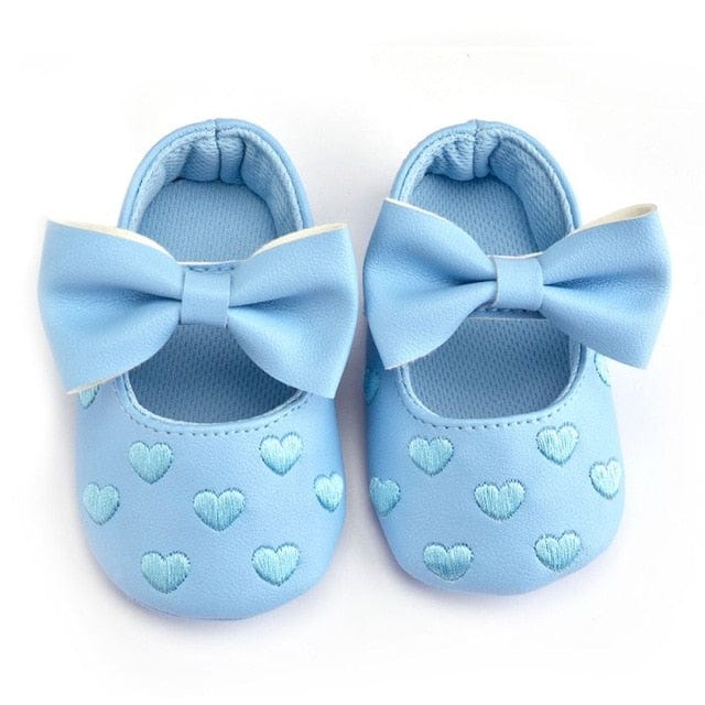 Proactive Baby Baby Footwear Blue / 0-6 Months Leather Girl Baby Shoes-Bow Fringe, Soft Soled, Non-slip Footwear