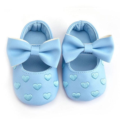 Proactive Baby Baby Footwear Blue / 0-6 Months Leather Girl Baby Shoes-Bow Fringe, Soft Soled, Non-slip Footwear