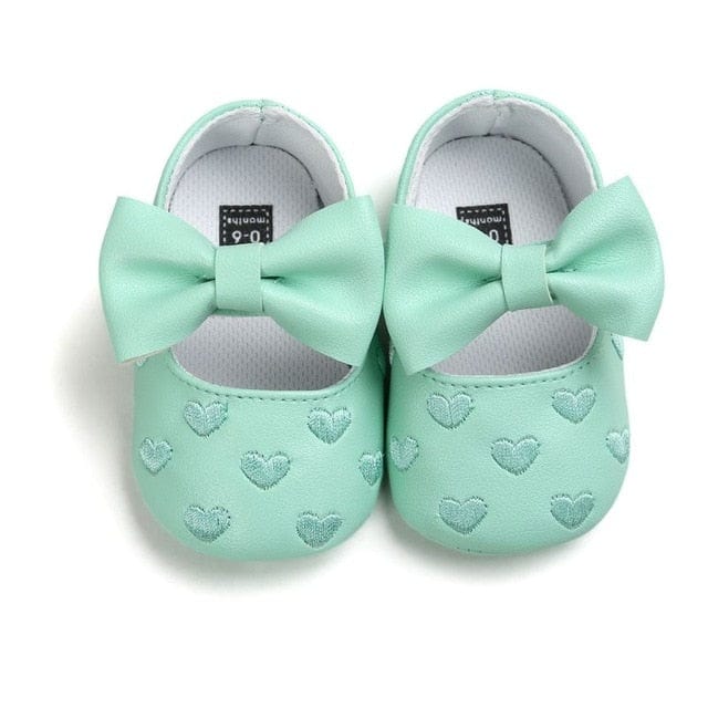 Proactive Baby Baby Footwear Green / 0-6 Months Leather Girl Baby Shoes-Bow Fringe, Soft Soled, Non-slip Footwear