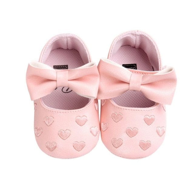 Proactive Baby Baby Footwear Pink / 0-6 Months Leather Girl Baby Shoes-Bow Fringe, Soft Soled, Non-slip Footwear