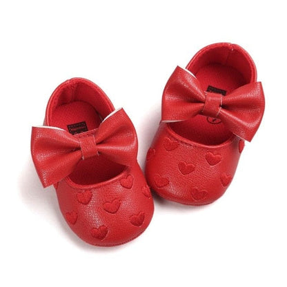 Proactive Baby Baby Footwear Red / 0-6 Months Leather Girl Baby Shoes-Bow Fringe, Soft Soled, Non-slip Footwear