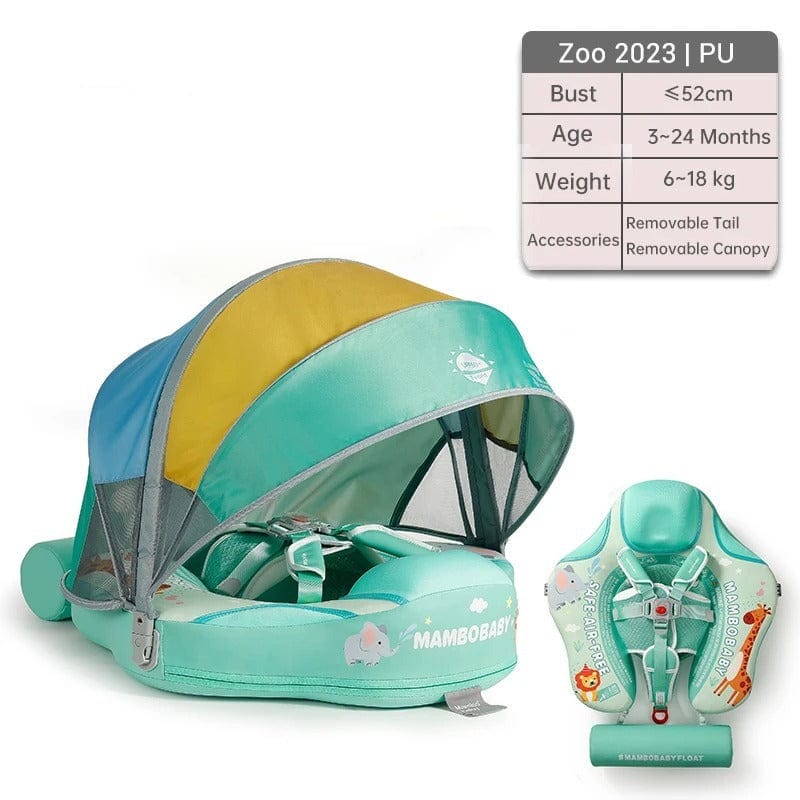 Proactive Baby Baby Float for Swimming Pool MamboBaby™ Baby Swim Float With Sun-Shade Canopy Age 3-24 Months -Elephant Variant