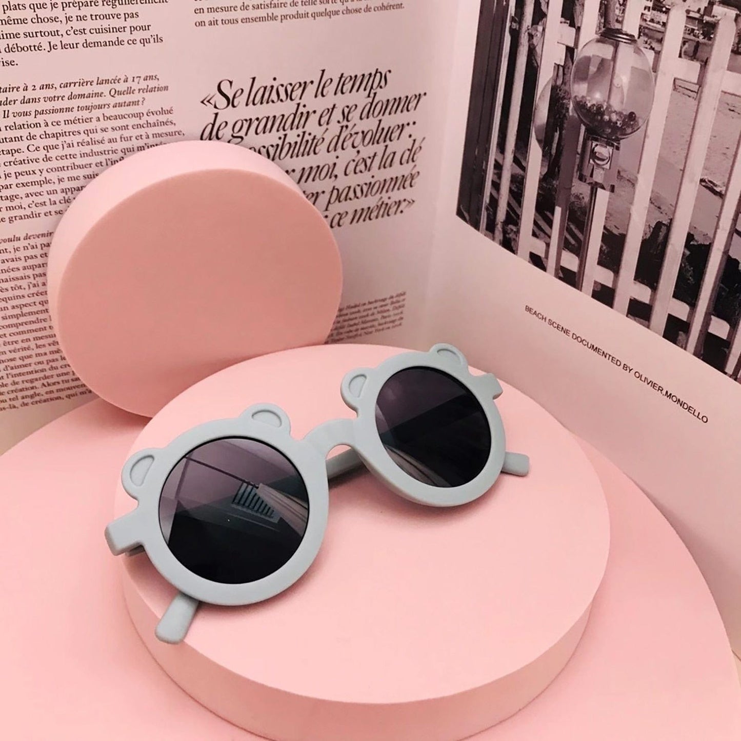 Proactive Baby Baby Sunglasses Blue Bear New Lovely Kids Round Street Baby Sunglasses