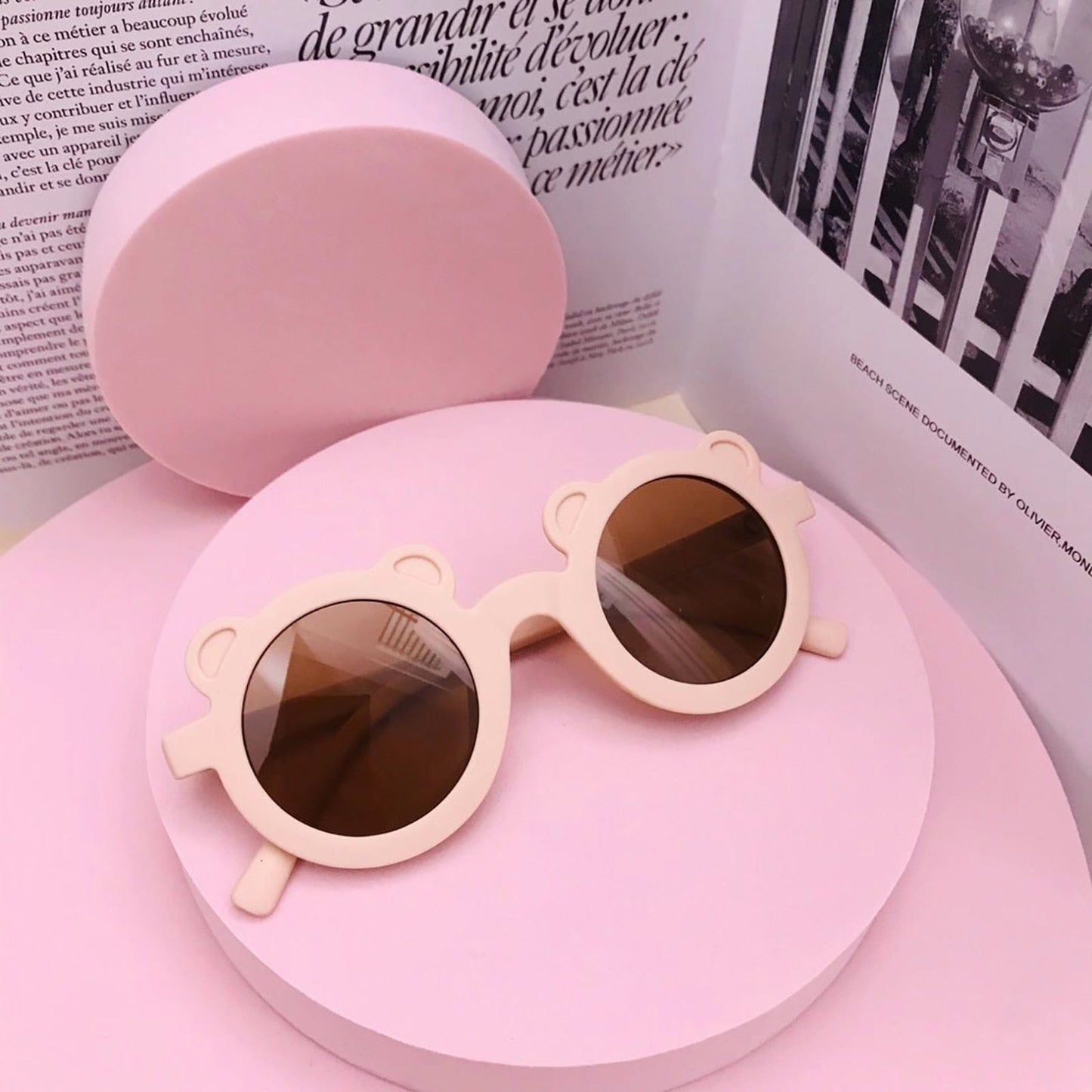 Proactive Baby Baby Sunglasses Pink Bear New Lovely Kids Round Street Baby Sunglasses