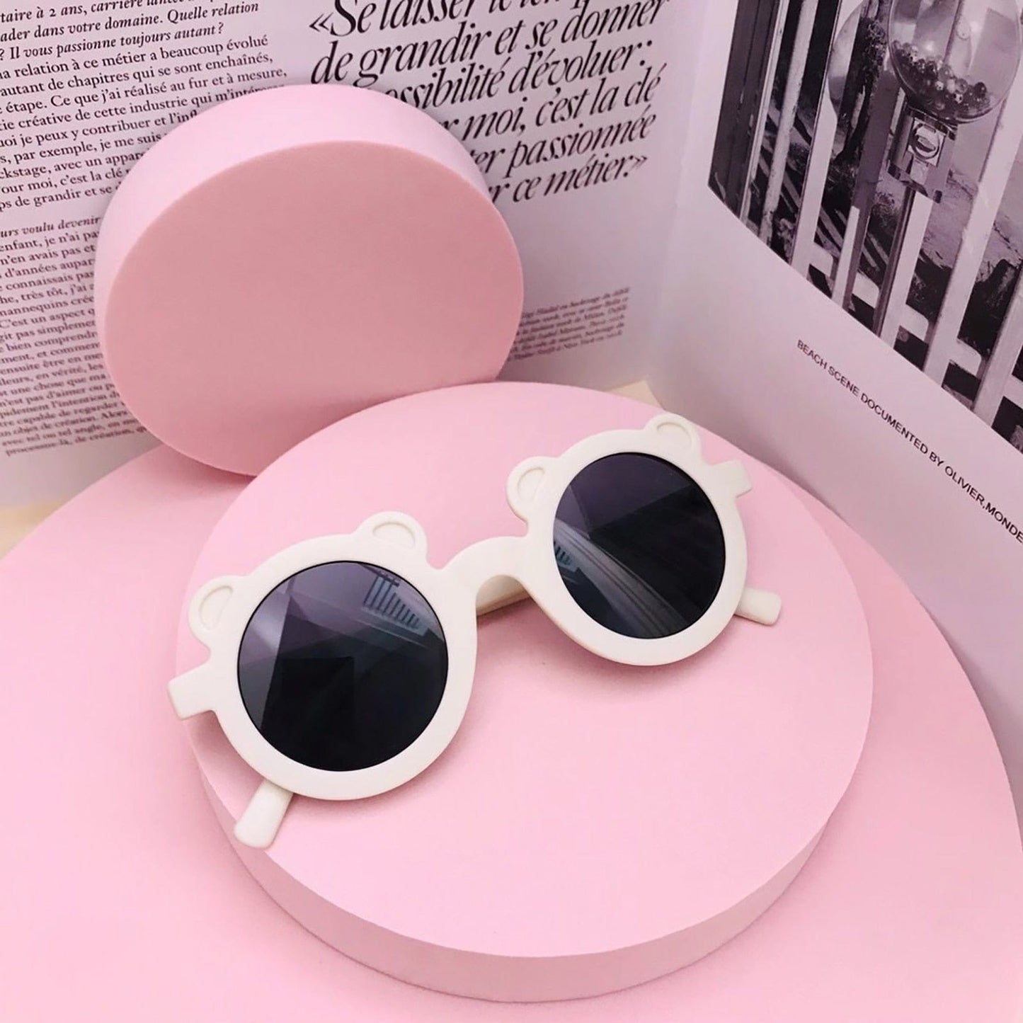 Proactive Baby Baby Sunglasses White Bear New Lovely Kids Round Street Baby Sunglasses