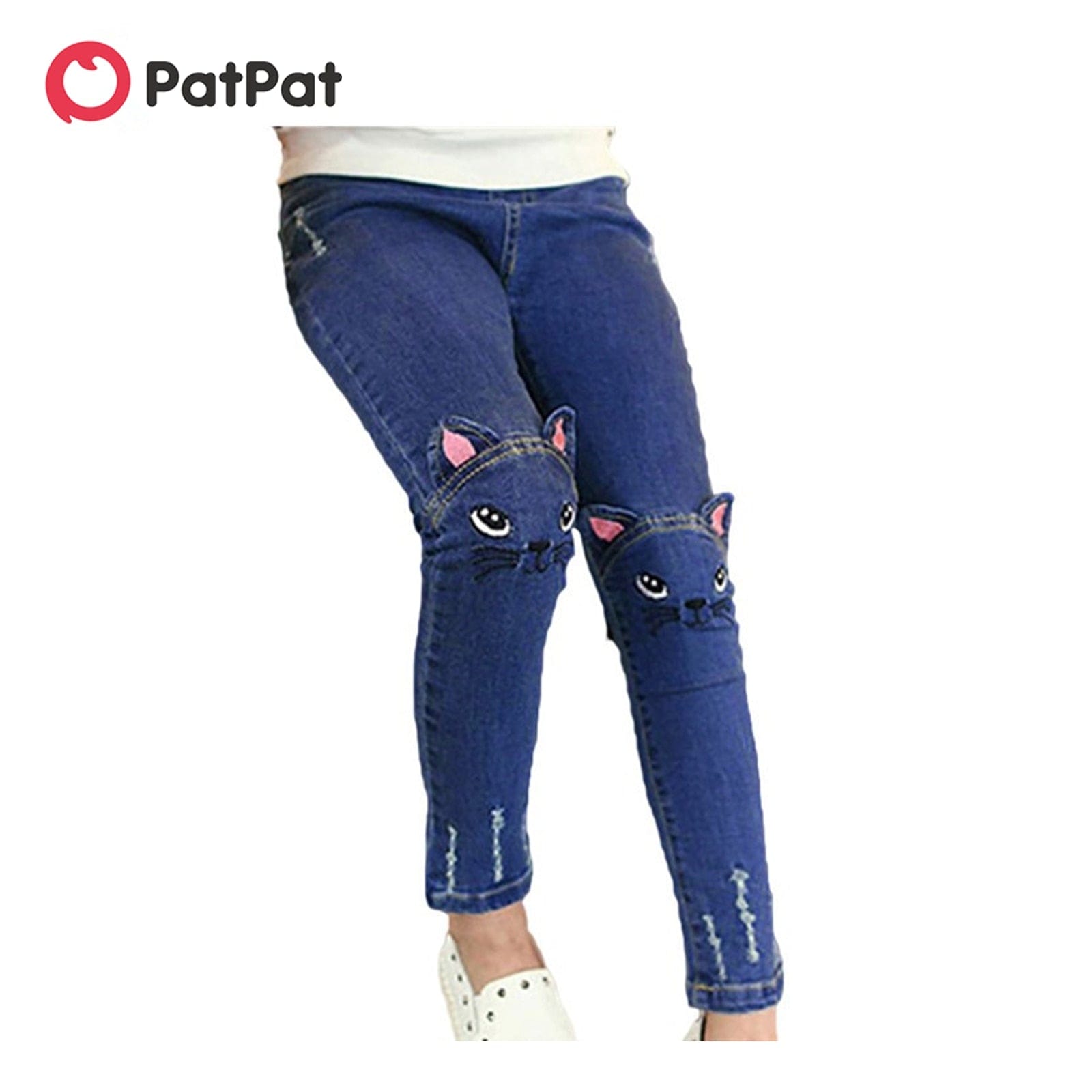 Proactive Baby PatPat Hot Sale Casual Jeans For Girl Cute Cat Design