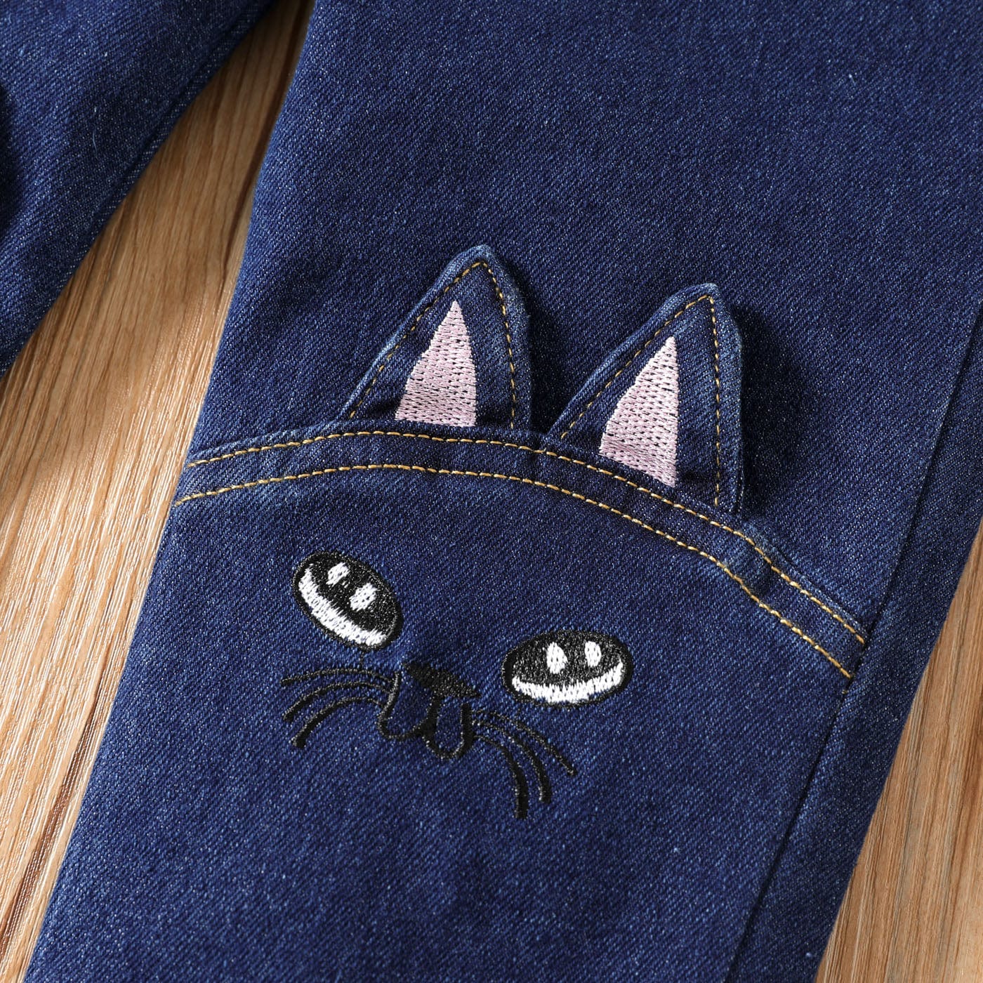 Proactive Baby PatPat Hot Sale Casual Jeans For Girl Cute Cat Design