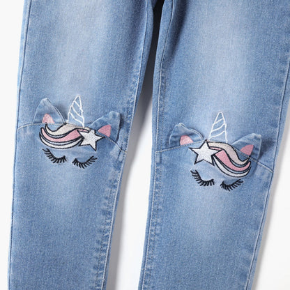 Proactive Baby PatPat Hot Sale Casual Jeans For Girl Cute Cat Design