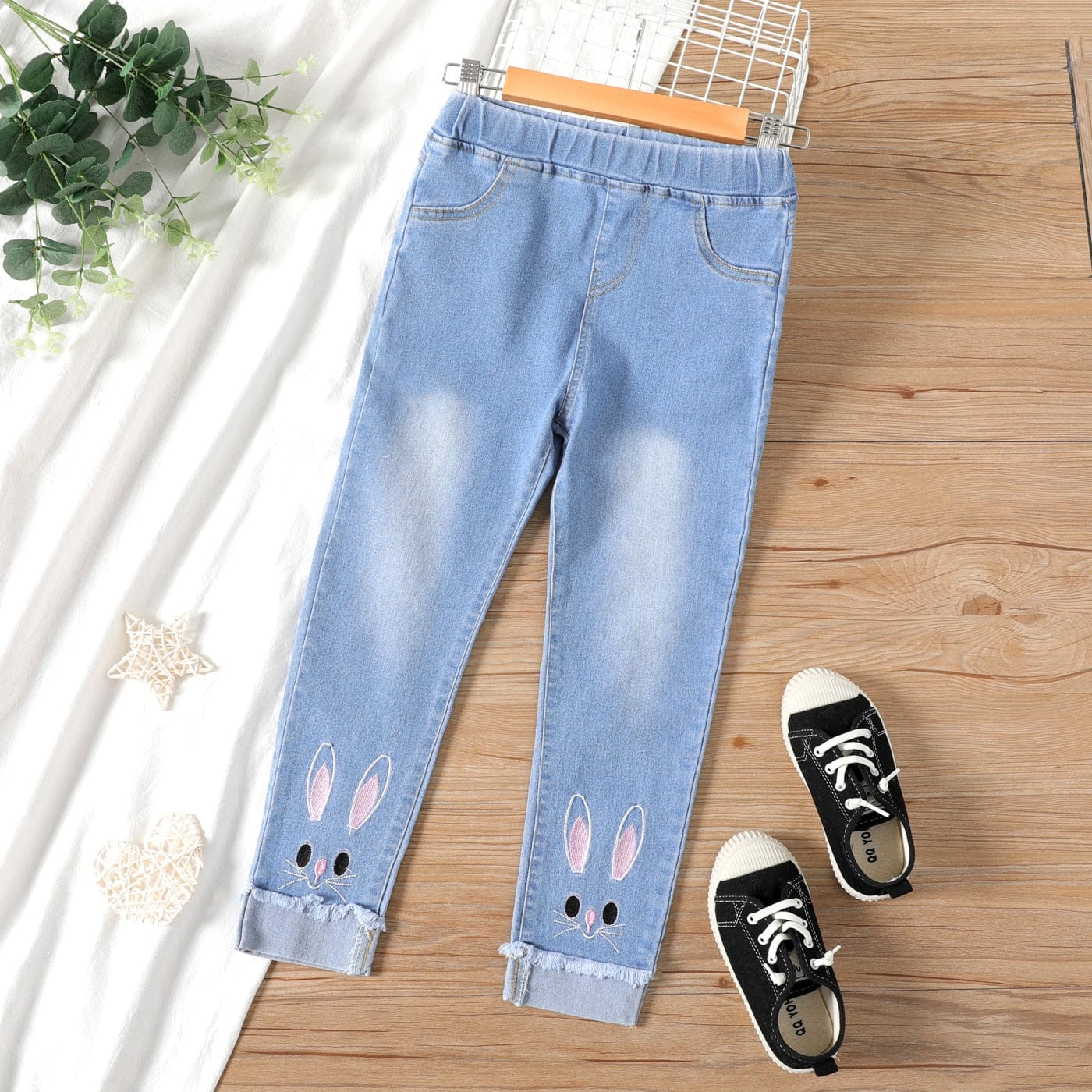 Proactive Baby PatPat Hot Sale Casual Jeans For Girl Cute Cat Design