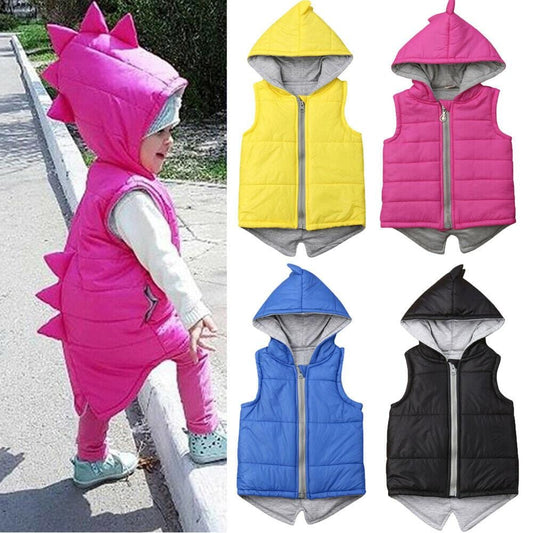 Proactive Baby 2019 Brand New Infant Kids Baby Girl Boy Dinosaur Vest Down Hooded Zipper Jacket Waistcoat Coat Winter Thick Warm Outwear 0-5T