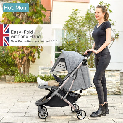 Proactive Baby Baby Carriage Stroller lightweight with foot muff,Hot Mom Compact portable Buggy ,Mini Travel Stroller,M19-Grey