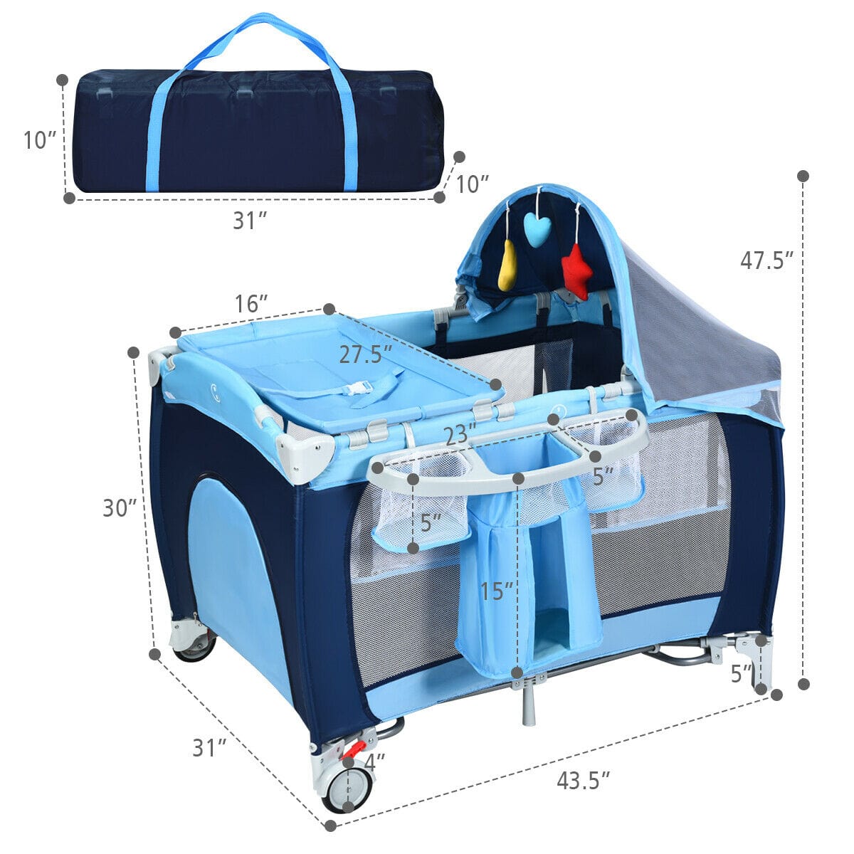 Proactive Baby Babyjoy™ Baby Crib with Diaper Changer with playard