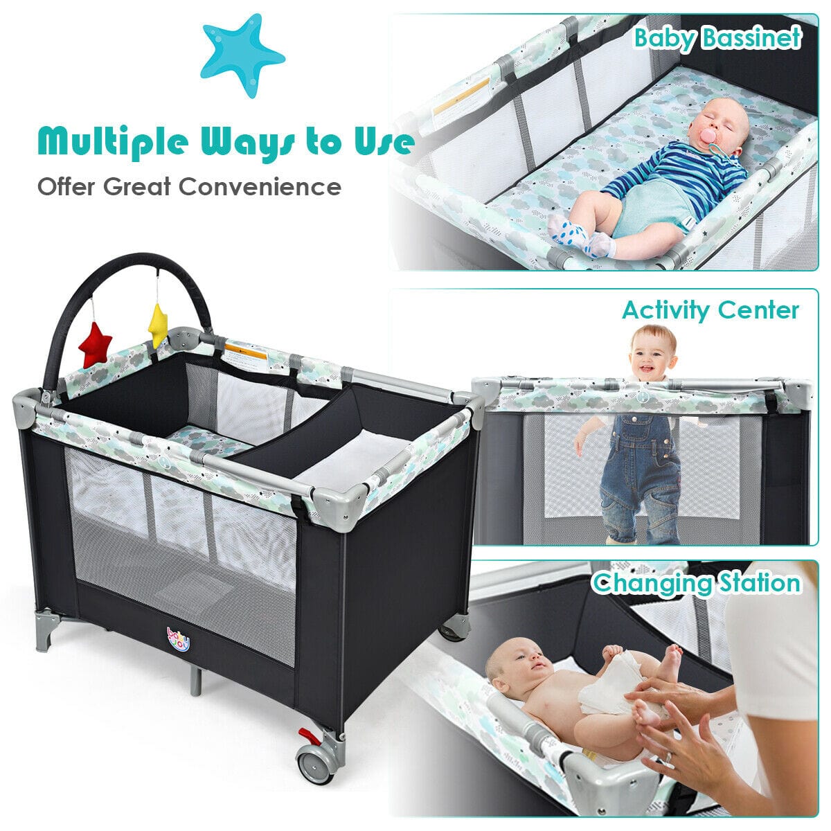 Proactive Baby Babyjoy Portable Baby Crib With Diaper Changer