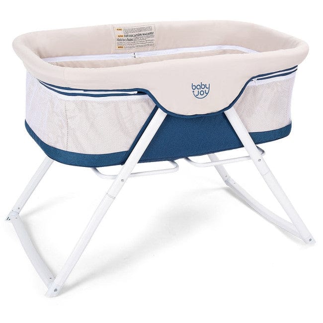 Proactive Baby Cribs & Toddler Beds Blue BABYJOY Rocking Bassinet - 2 in 1 Lightweight Travel Cradle