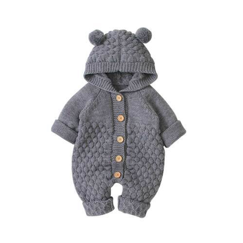 Proactive Baby Baby & Toddler Dark Grey / 12M Canrulo™ Winter Newborn Hooded Jumpsuit Romper Sweater