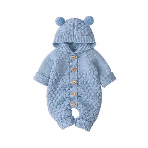 Proactive Baby Baby & Toddler Sky Blue / 12M Canrulo™ Winter Newborn Hooded Jumpsuit Romper Sweater