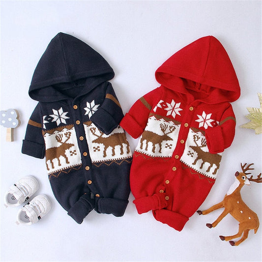 Proactive Baby Christmas Newborn Baby Romper Boy Girls Pajamas Animal Cartoon Romper Hooded Pyjama Elk Costumes Toddler Cosplay Clothes