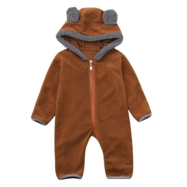 Proactive Baby Baby & Toddler Brown / 0-3 Months Cuddle Club Newborn/Infant Winter Warm Long Sleeve Zipper Jumpsuit