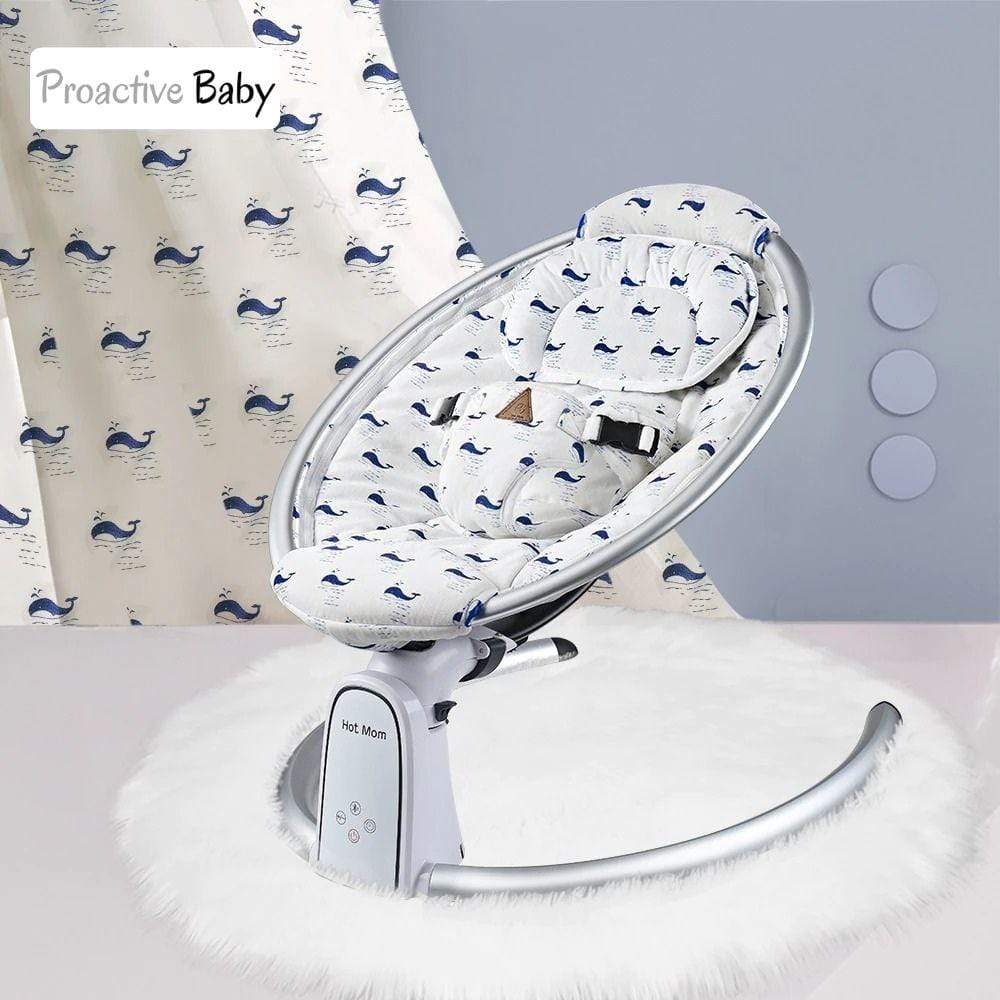 Proactive Baby Baby Swinging Chair White HotMom™ Bluetooth Baby Rocker