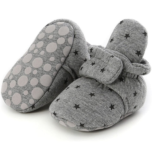 Proactive Baby Gray Star / 11cm (4.33 in) MYGGPP Babies First Walker Booties - Comfortable, Soft, Anti-slip & Warm