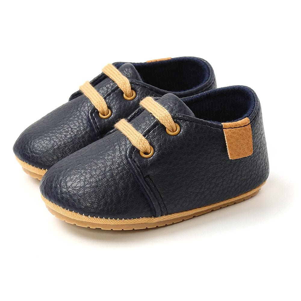 Proactive Baby Navy Blue / 0-6 Months NewBaby Retro Leather Baby Shoes With Rubber Sole Best First Walkers For Newborn/Infant