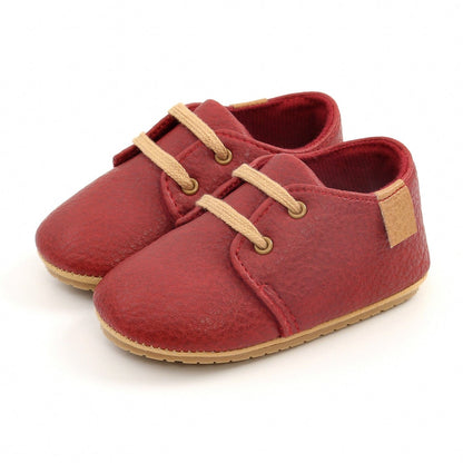 Proactive Baby Red / 0-6 Months NewBaby Retro Leather Baby Shoes With Rubber Sole Best First Walkers For Newborn/Infant