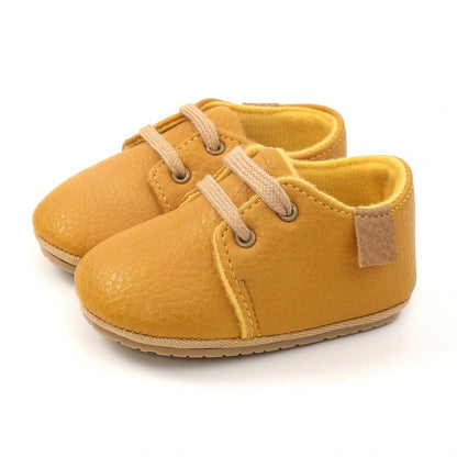 Proactive Baby Yellow / 0-6 Months NewBaby Retro Leather Baby Shoes With Rubber Sole Best First Walkers For Newborn/Infant