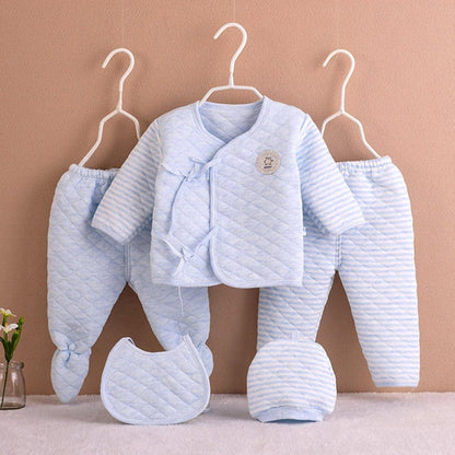 Proactive Baby Baby & Toddler Blue ProBaby 5Pcs Set Newborn Baby Warm Cotton Clothes