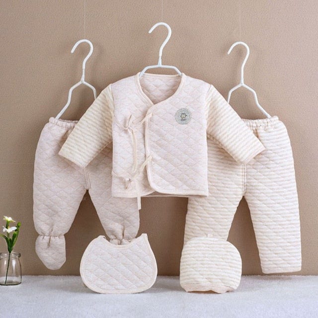 Proactive Baby Baby & Toddler Khaki ProBaby 5Pcs Set Newborn Baby Warm Cotton Clothes