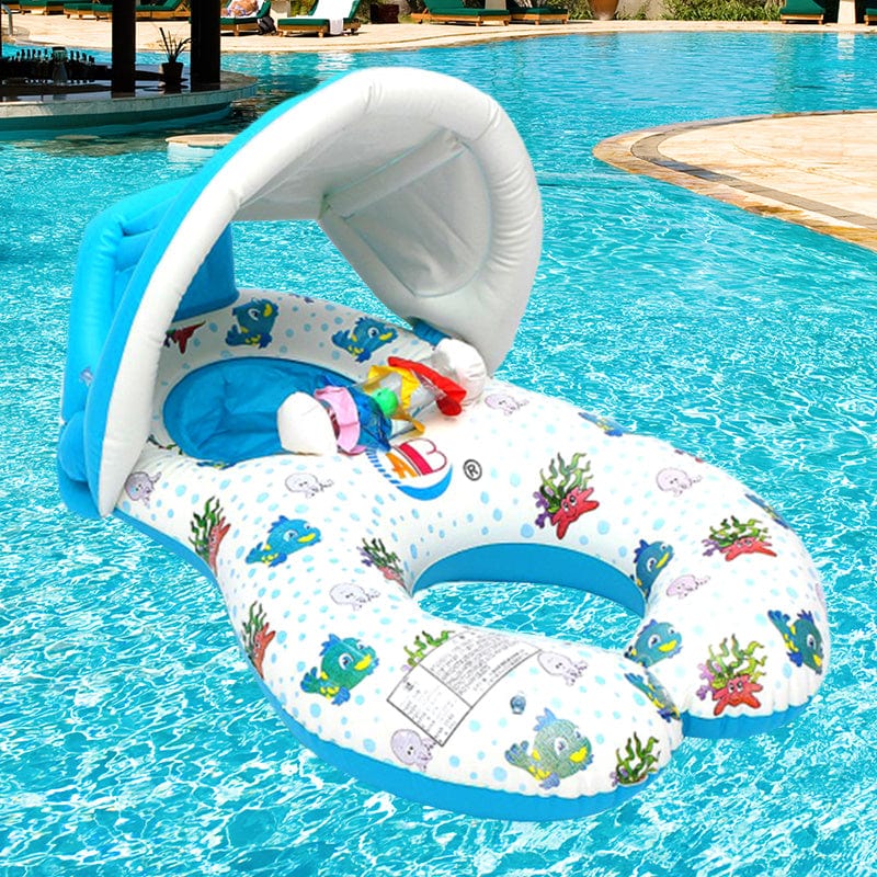 Proactive Baby ProBaby Inflatable Baby & Parent Swimming Ring Float with Sun Canopy