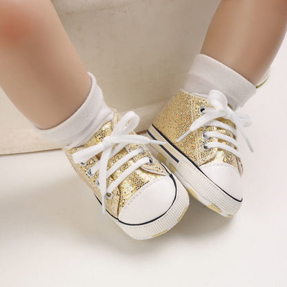 Proactive Baby Brilliant Golden / 0-6 Months / China Sequined Canvas Baby Sneakers For Toddlers