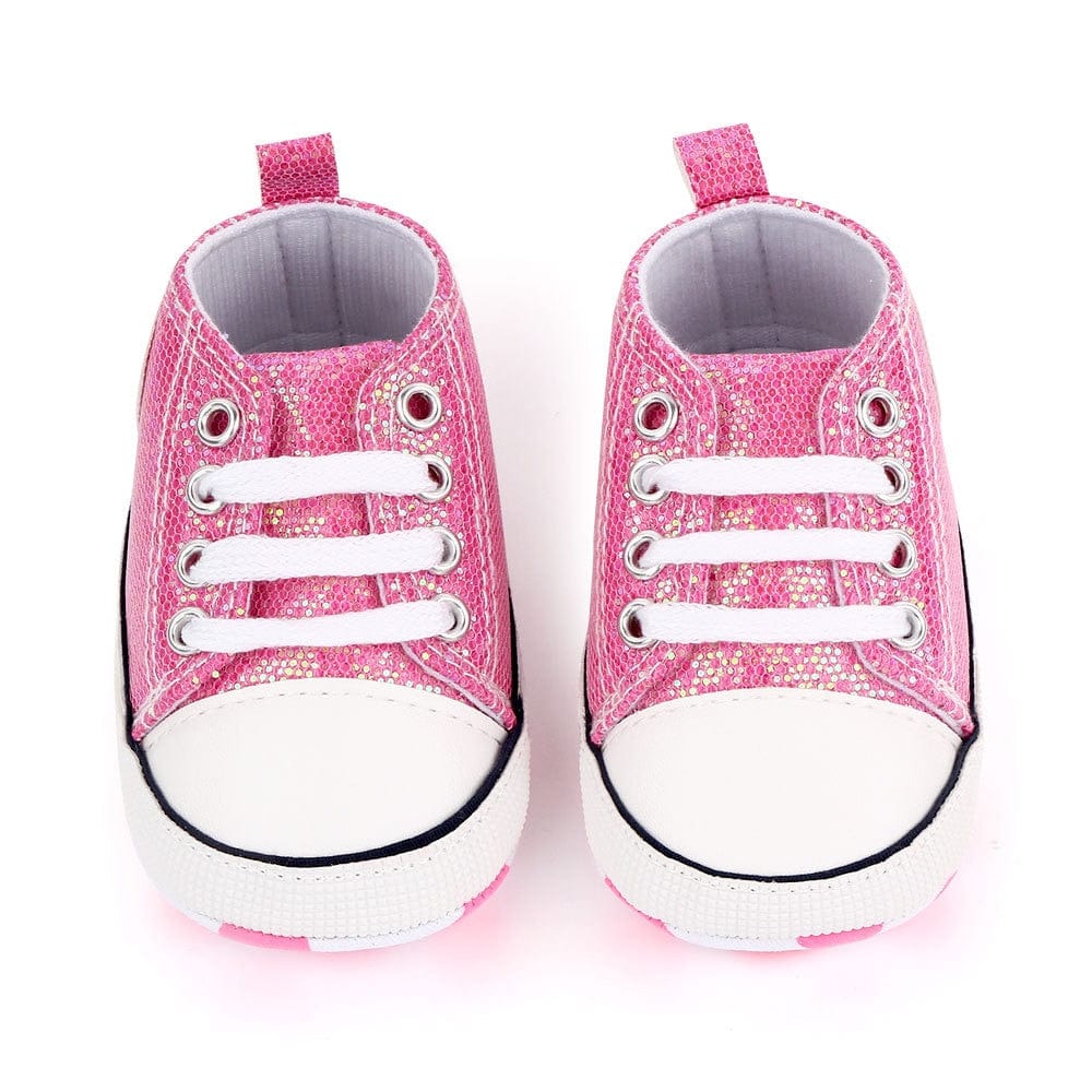 Proactive Baby Brilliant RoseRed / 0-6 Months / China Sequined Canvas Baby Sneakers For Toddlers