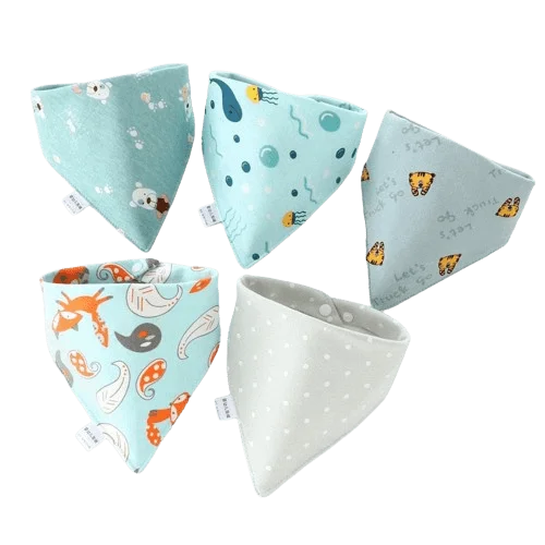 5Pcs Adorable Baby Bibs Triangle Scarf Cotton