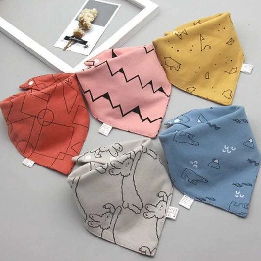 5Pcs Baby Cute Bibs Triangle Scarf - 100% Cotton