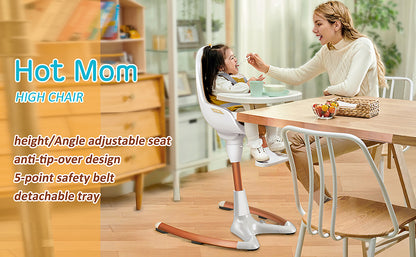 Hot-Mom™ Baby High Chair With Adjustable Seat Height